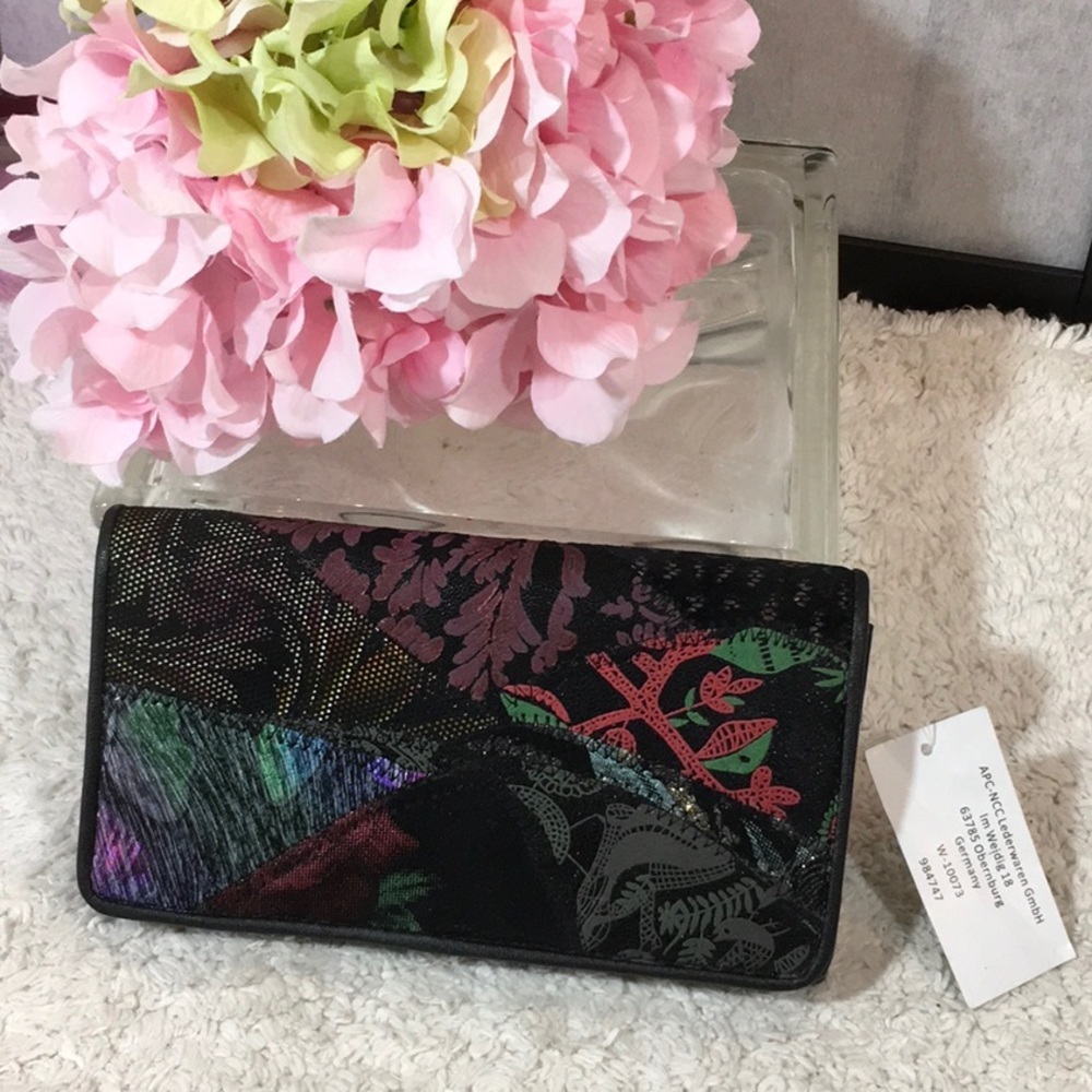 German patchwork fabric and leather wallet